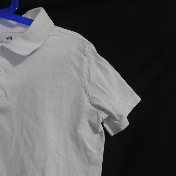 H&M | size 8-10 years | White Short Sleeve Polo Shirt | 100% Cotton - Picture 5 of 12